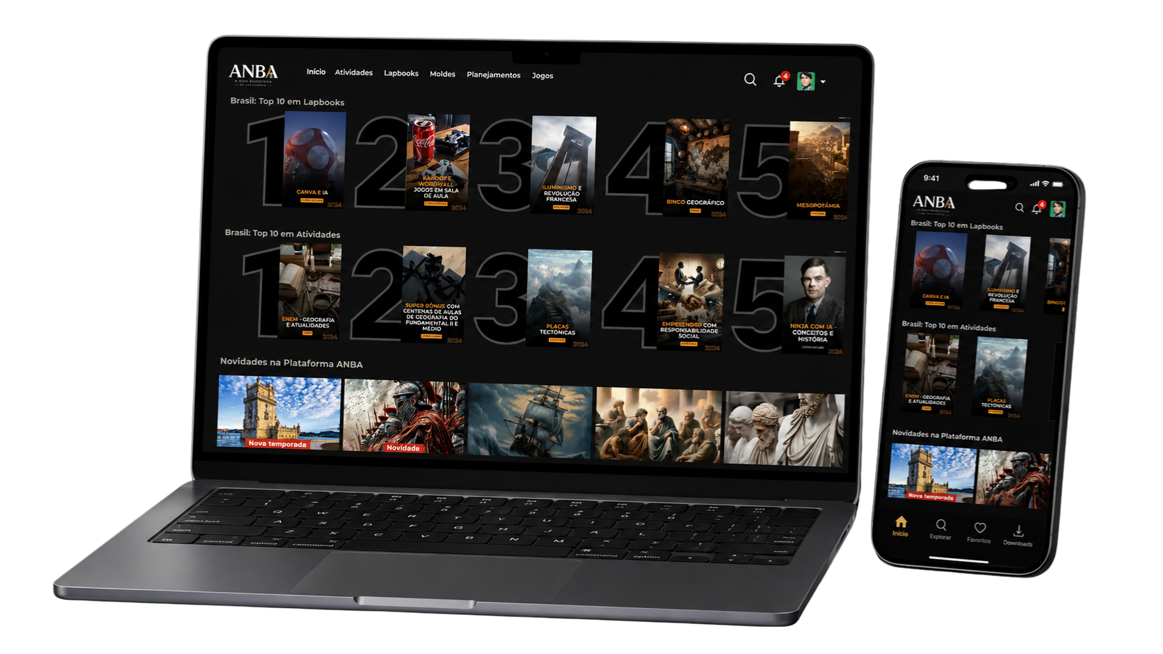 Mockup Plataforma ANBA em notebook e celular